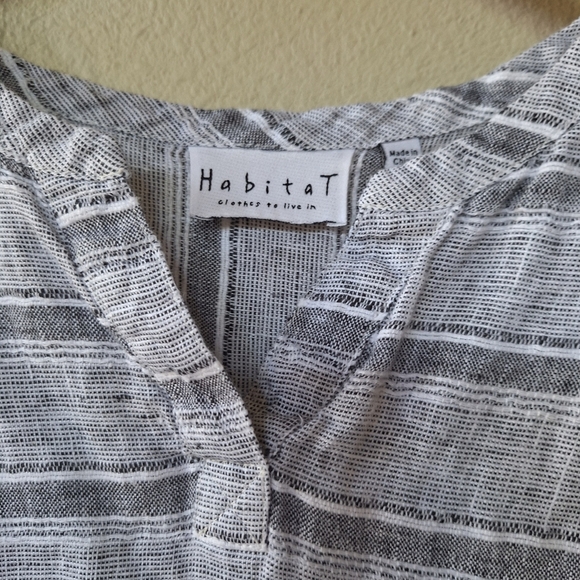 Habitat Womens Knee-Length Linen Shift Tank Dress. Gray Striped Size S - Picture 4 of 8
